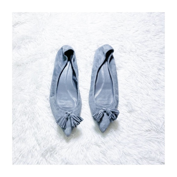 J. Crew Grey Suede Pointy Toe Flats Tassel Detail SZ8
